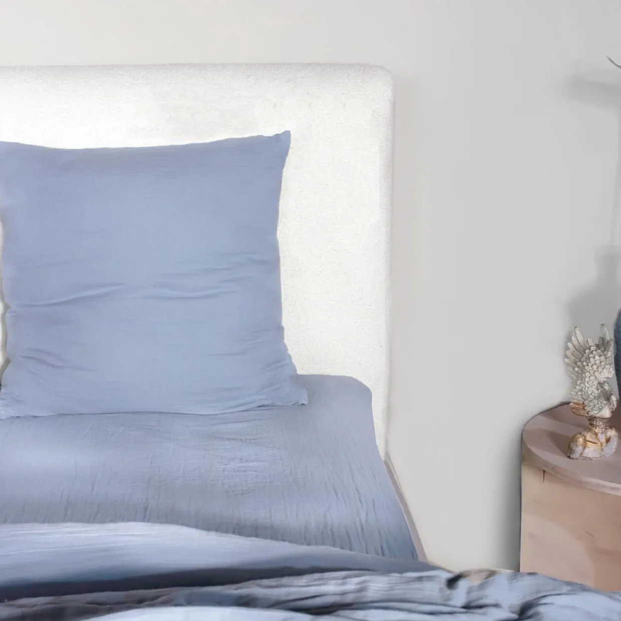 Parure de Couette 3 pcs 100% Gaze de Coton Lavé bleu givrée-Home Collection Hot