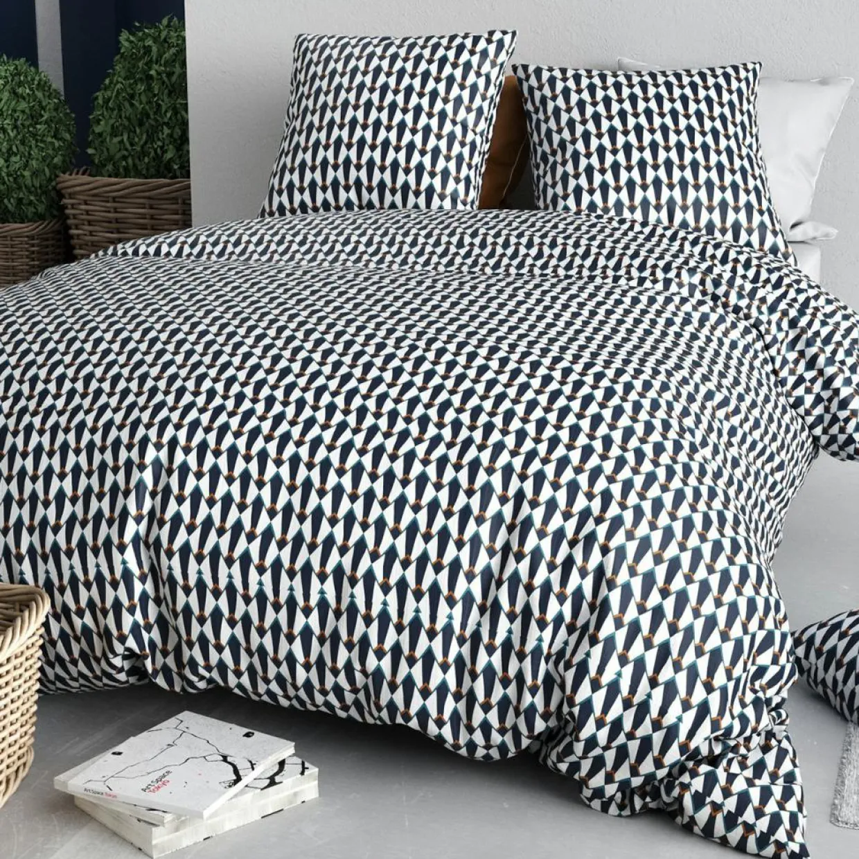 Atelier du Coton Linge De Lit, Ensembles^Parure de Couette 3pcs 100% Coton 57fils geo