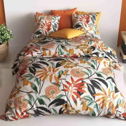 Atelier du Coton Linge De Lit, Ensembles^Parure de housse de couette Ninon orange
