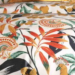 Atelier du Coton Linge De Lit, Ensembles^Parure de housse de couette Ninon orange