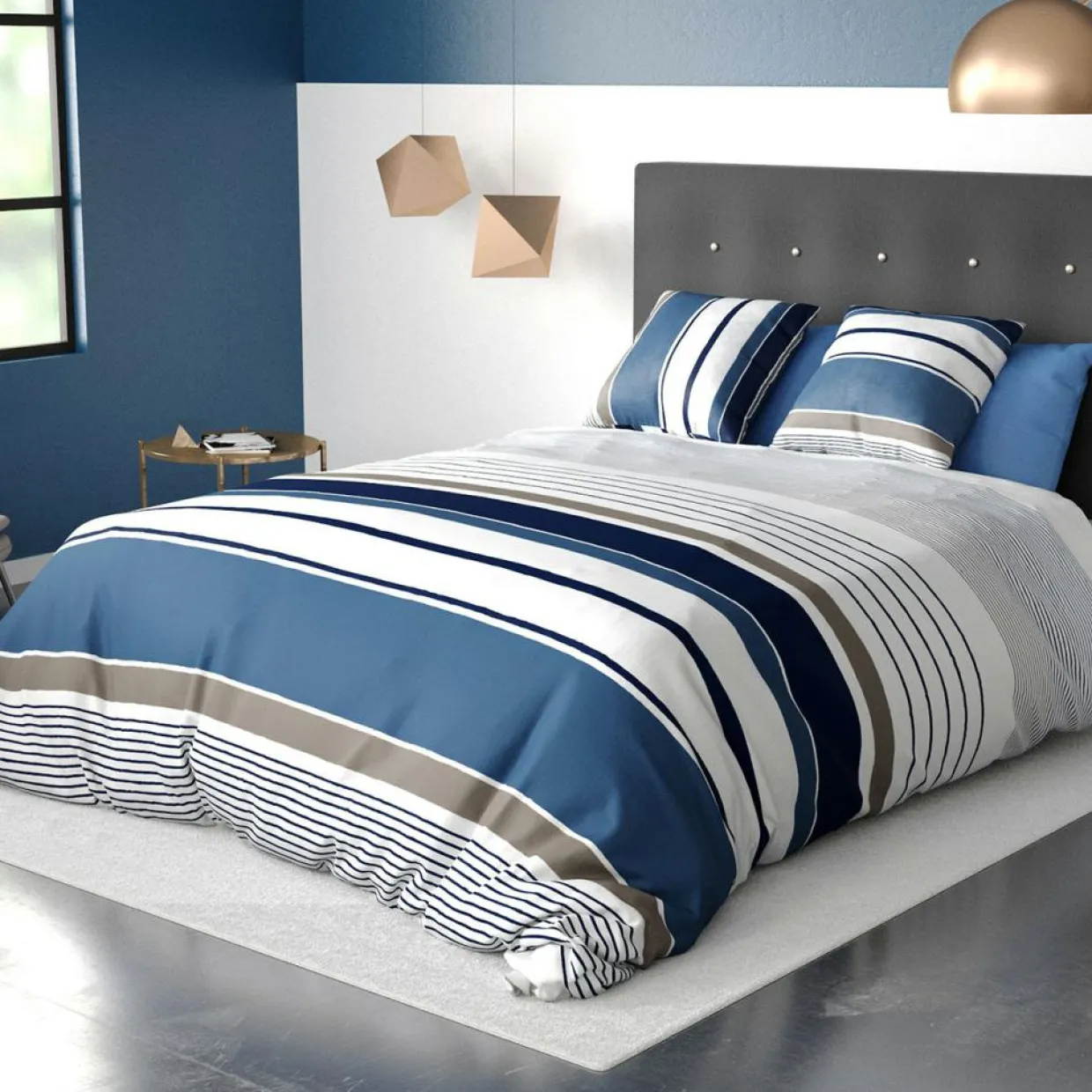 Parure Housse de Couette 3pcs 100%coton 57fils belize-Atelier du Coton Outlet