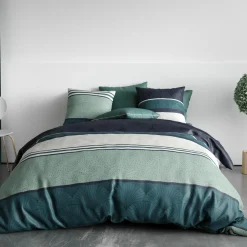 Atelier du Coton Linge De Lit, Ensembles^Parure housse de couette Antika bleu/vert