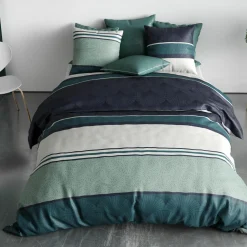 Atelier du Coton Linge De Lit, Ensembles^Parure housse de couette Antika bleu/vert