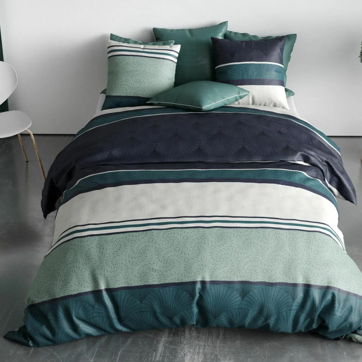 Atelier du Coton Linge De Lit, Ensembles^Parure housse de couette Antika bleu/vert