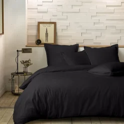 Home Collection Linge De Lit, Ensembles^Parure housse de couette 100% Percale de Coton noire