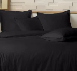 Home Collection Linge De Lit, Ensembles^Parure housse de couette 100% Percale de Coton noire