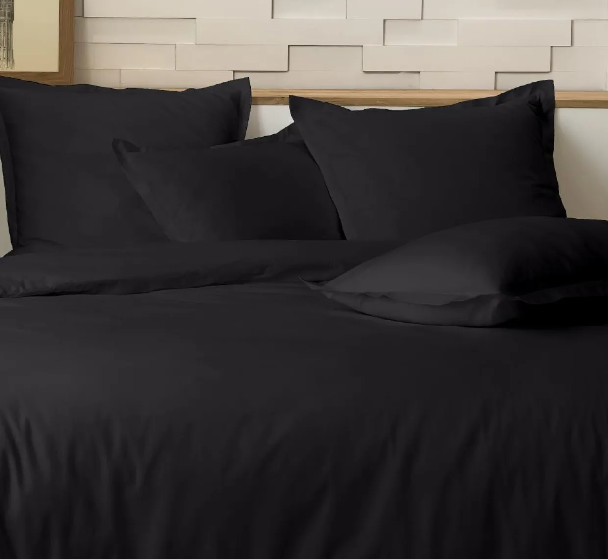 Home Collection Linge De Lit, Ensembles^Parure housse de couette 100% Percale de Coton noire