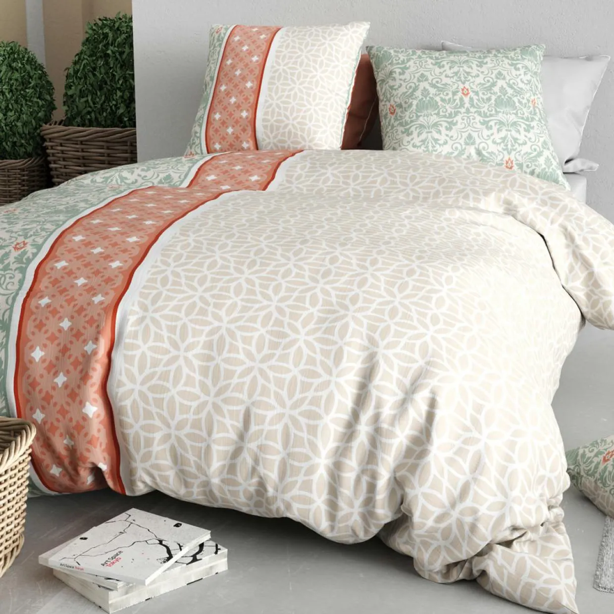 Parure Housse de Couette 3pcs 100% Coton 57fils prana-Atelier du Coton Sale