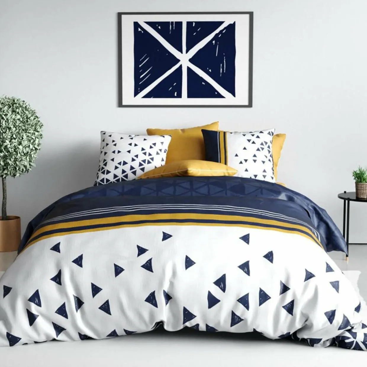 Atelier du Coton Linge De Lit, Ensembles^Parure housse de couette Bandol bleue