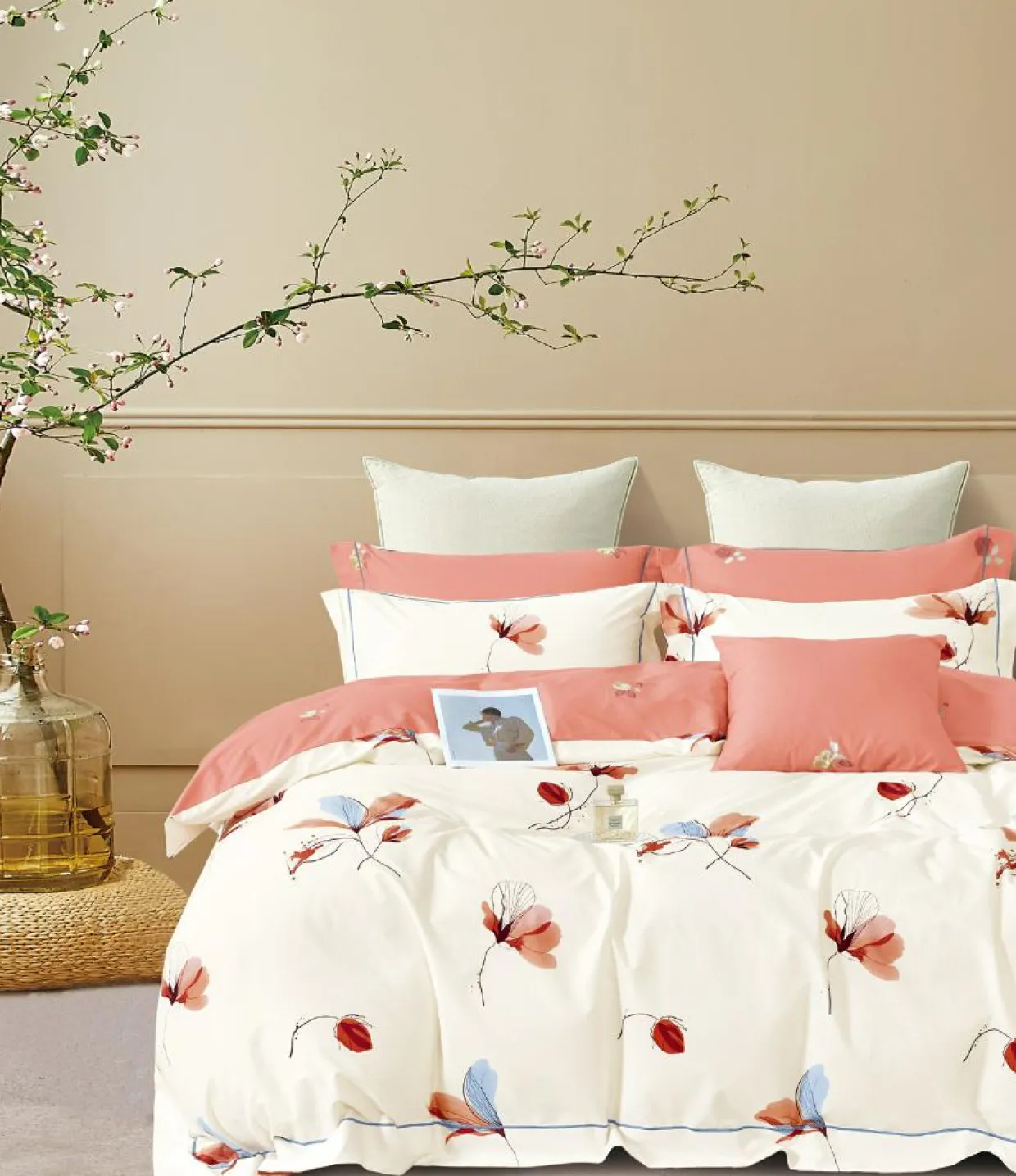 Parure housse de couette en Coton rose-Home Collection Hot