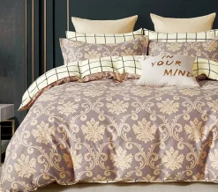Parure housse de couette 100% Percale de Coton marron-Home Collection Discount
