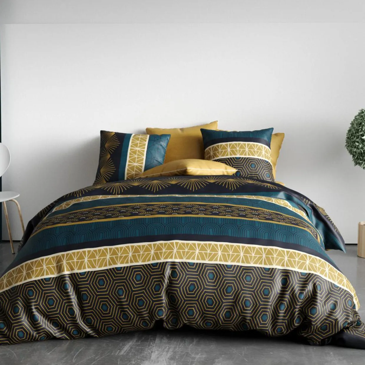 Parure housse de couette Qobe marron-Atelier du Coton Discount