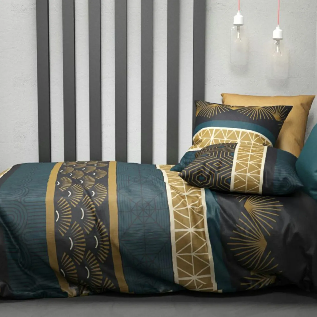 Parure housse de couette Qobe marron-Atelier du Coton Discount