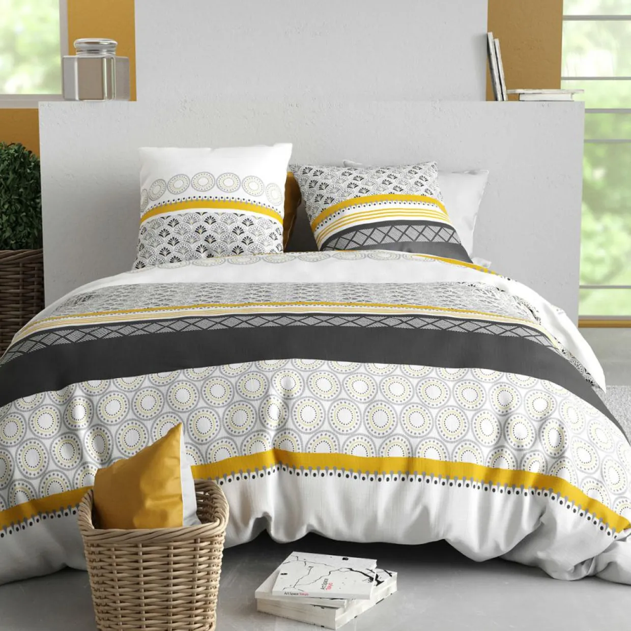 Parure Housse de Couette 3pcs 100% Coton 57fils spira-Atelier du Coton Clearance