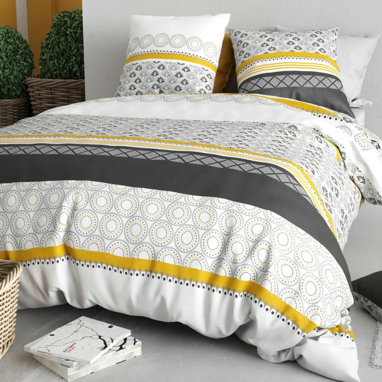 Parure Housse de Couette 3pcs 100% Coton 57fils spira-Atelier du Coton Clearance