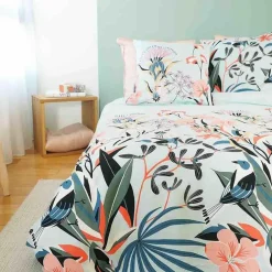 Parure housse de couette Satin de Coton bio Paya bleue-My Home Collection Best