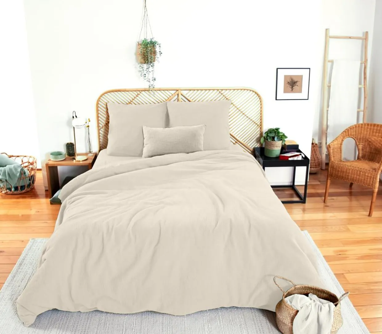 Home Collection Linge De Lit, Ensembles^Parure housse de couette 100% Gaze de Coton galet