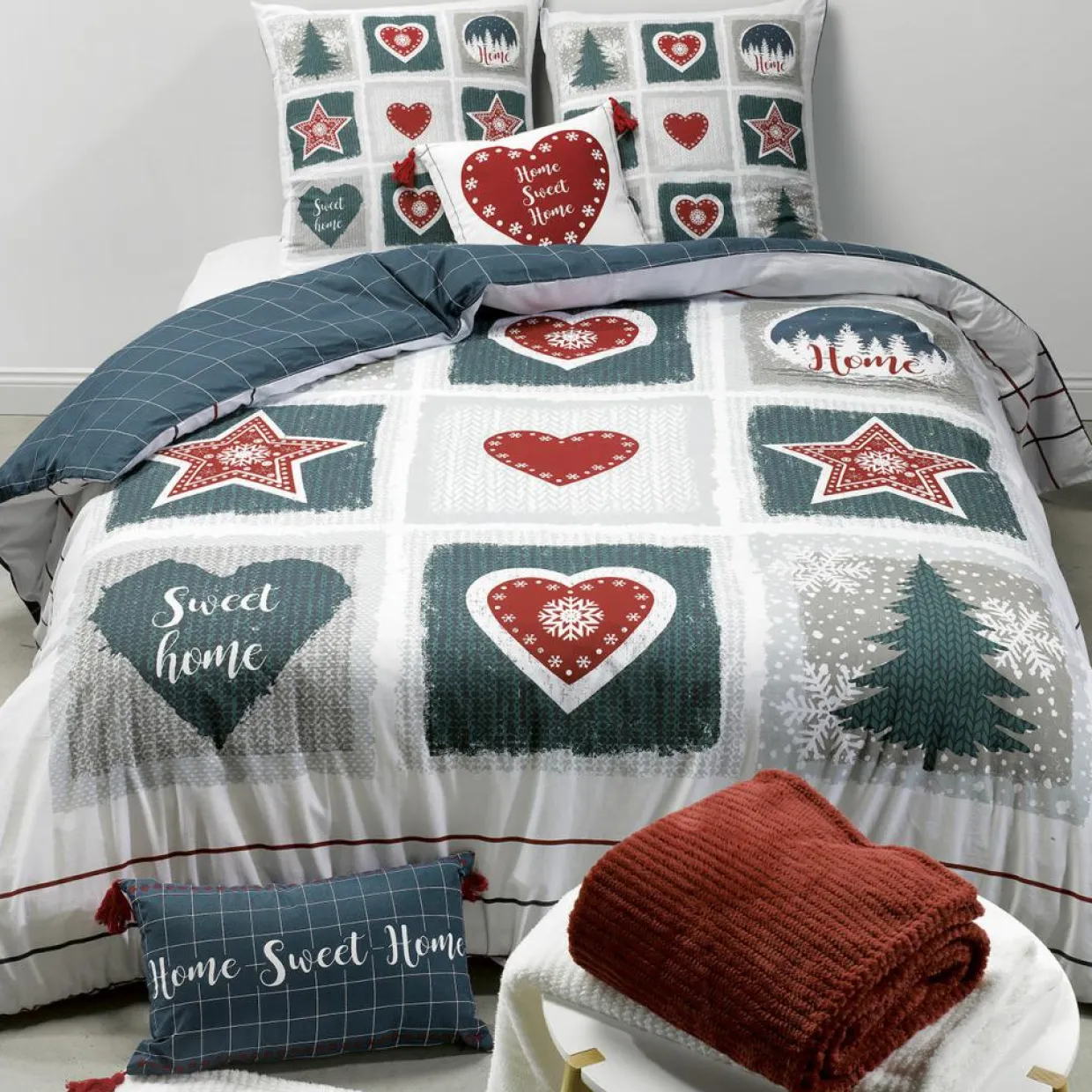 Baton Rouge Linge De Lit, Ensembles^Parure Housse de Couette Home Sweet Home multicolore