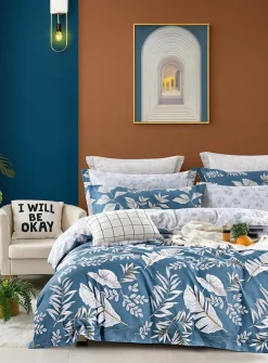 Home Collection Linge De Lit, Ensembles^Parure housse de couette en Coton bleue
