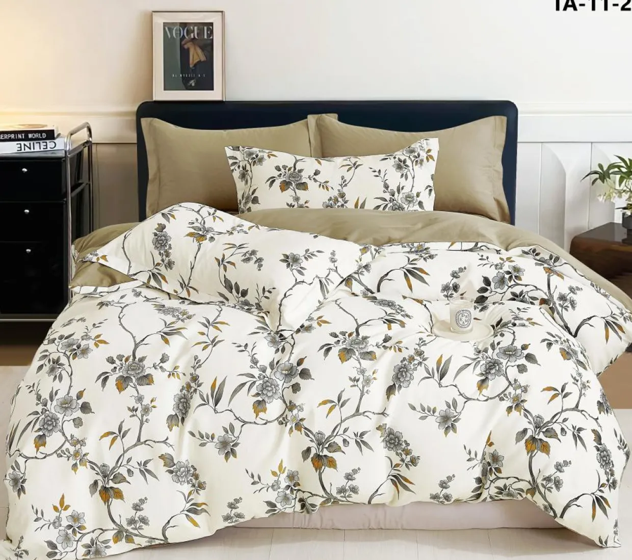 Home Collection Linge De Lit, Ensembles^Parure housse de couette 100% Percale de Coton écrue