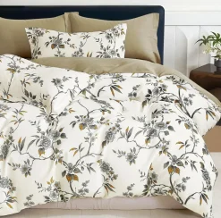 Home Collection Linge De Lit, Ensembles^Parure housse de couette 100% Percale de Coton écrue