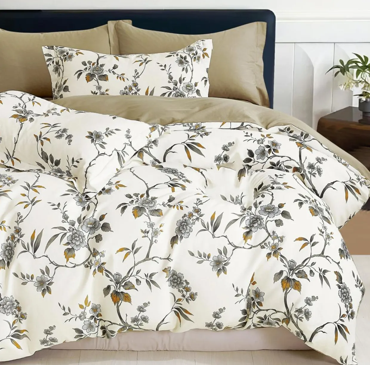Home Collection Linge De Lit, Ensembles^Parure housse de couette 100% Percale de Coton écrue