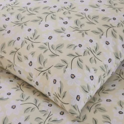 Parure Housse de Couette 100% Gaze de Coton Imprimé Loucile blanche-Baton Rouge Clearance