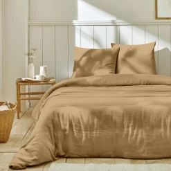 Home Collection Linge De Lit, Ensembles^Parure housse de couette 100% Gaze de Coton lin