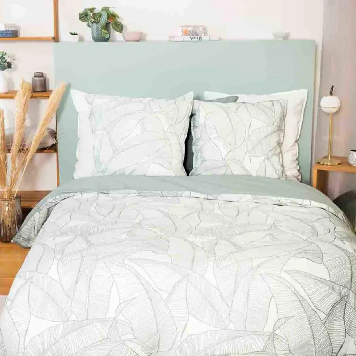 Parure housse de couette Lin & coton Pampelune blanche-Home Collection Best