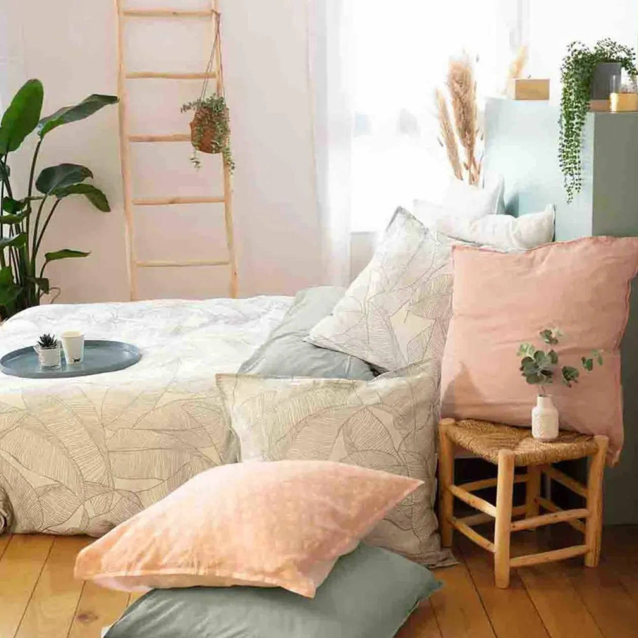 Parure housse de couette Lin & coton Pampelune blanche-Home Collection Best