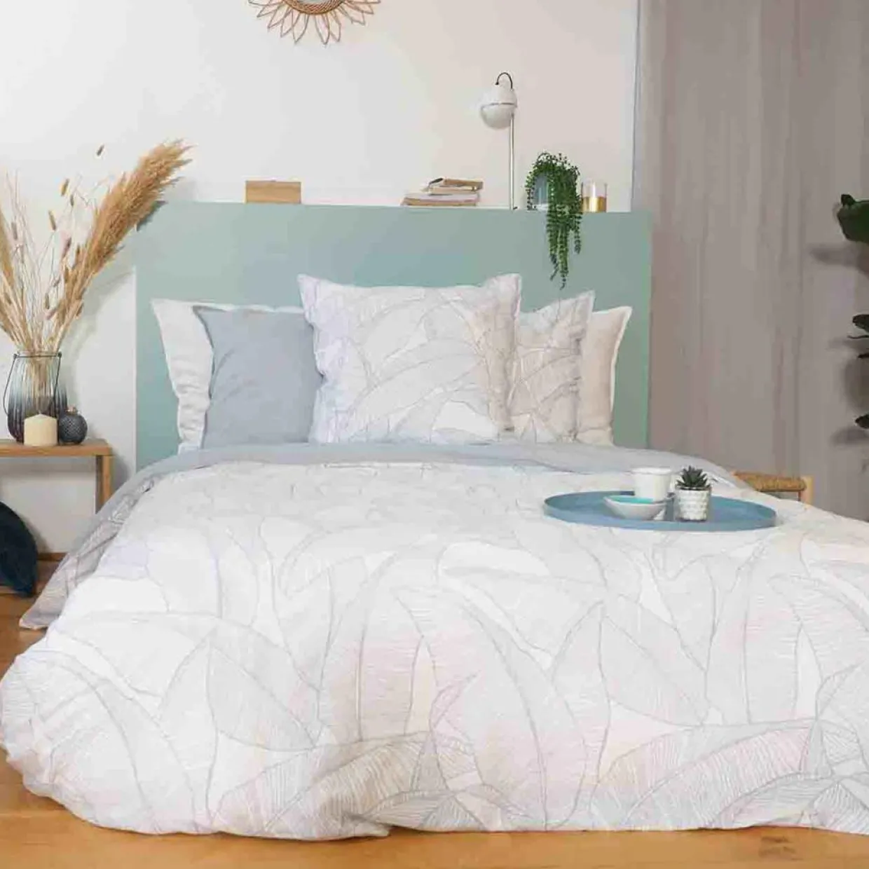 Parure housse de couette Lin & coton Pampelune blanche-Home Collection Best