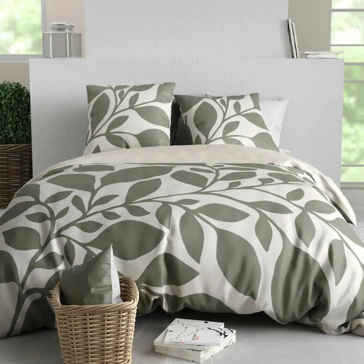 Parure housse de couette Nais grise - 240x220 cm-Home Collection Online