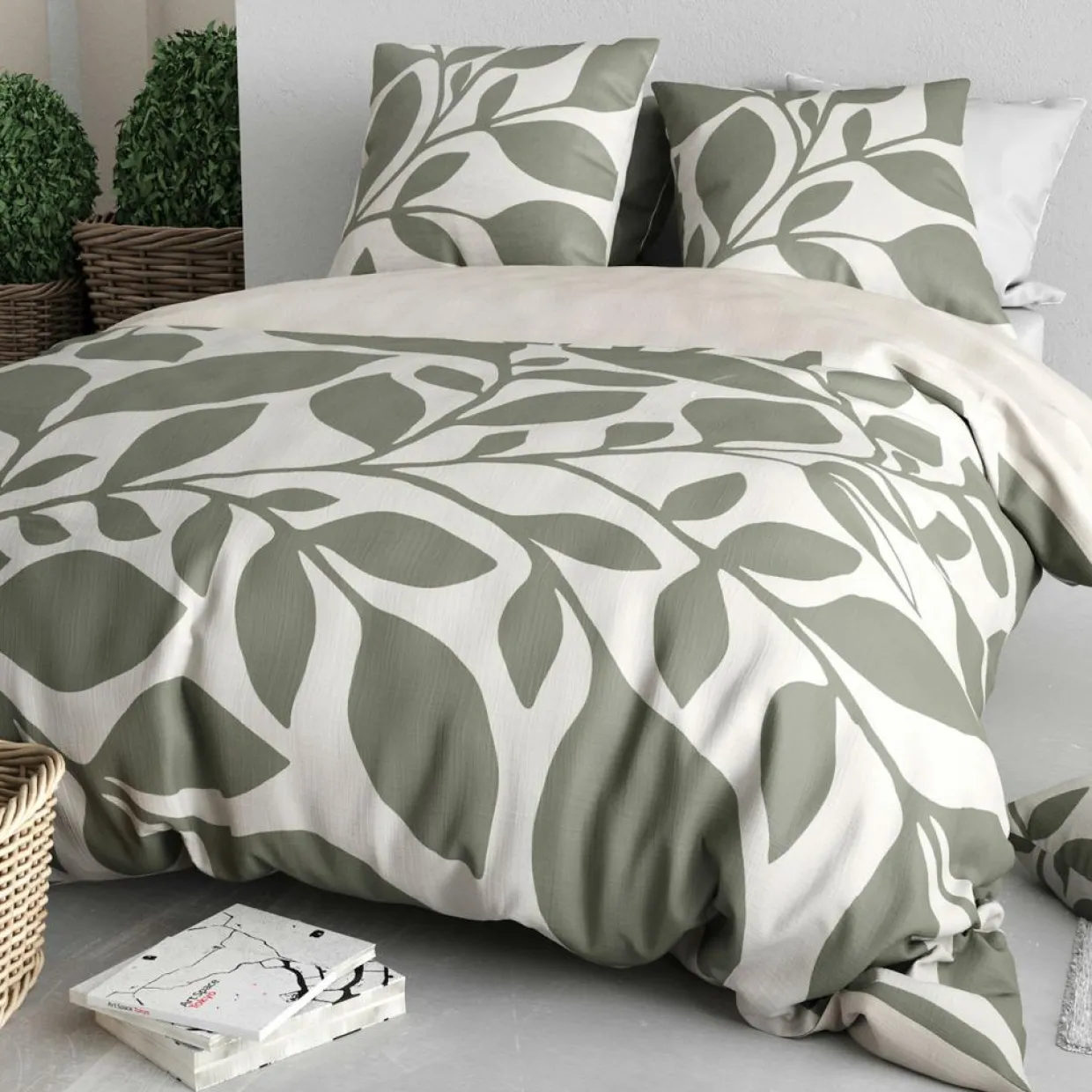 Parure housse de couette Nais grise - 240x220 cm-Home Collection Online