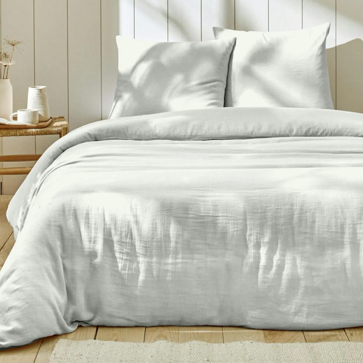 Parure housse de couette 100% double Gaze de coton blanche-Home Collection Best