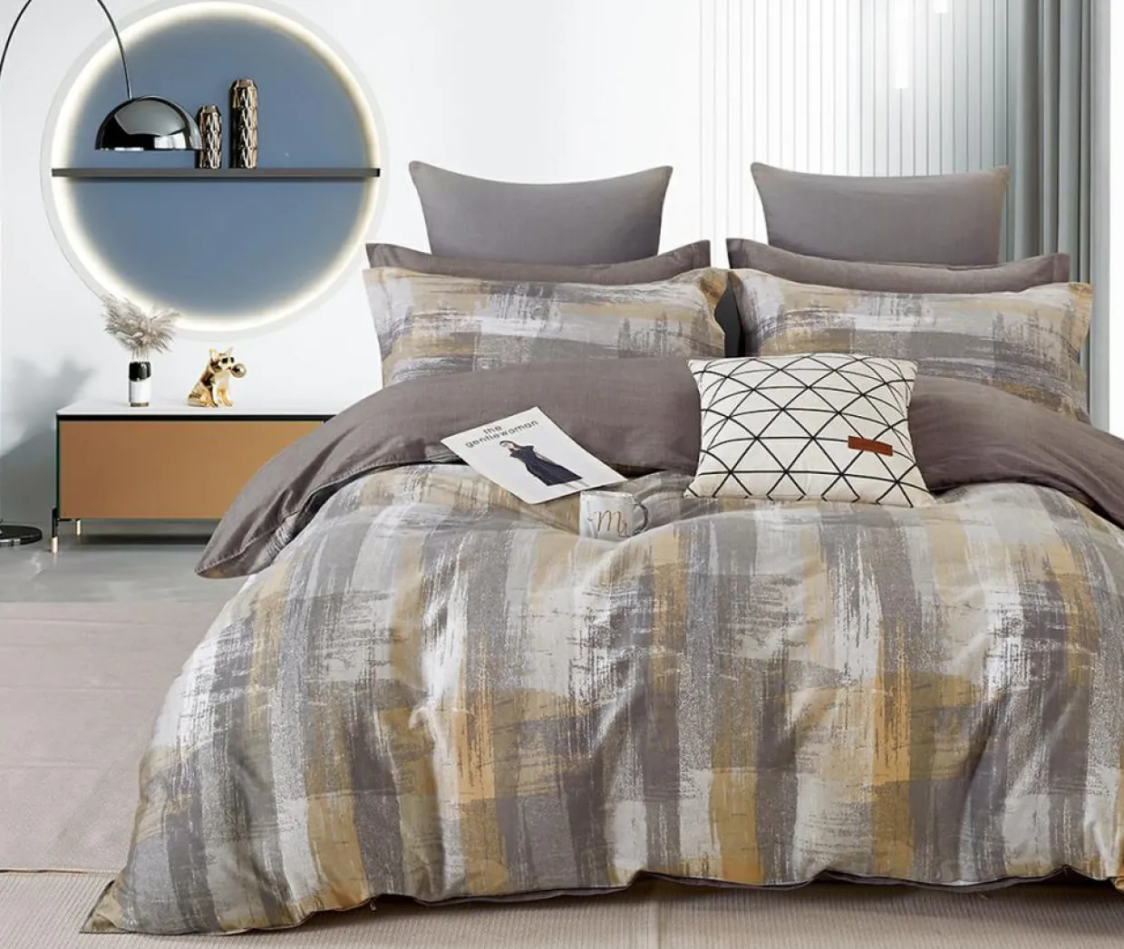 Home Collection Linge De Lit, Ensembles^Parure housse de couette 100% Percale de Coton grise