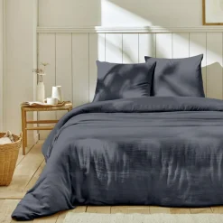 Parure housse de couette 100% Gaze de Coton bleu jean-Home Collection