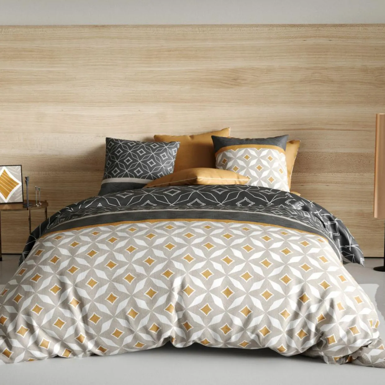 Parure housse de couette Ota grise-Atelier du Coton Online