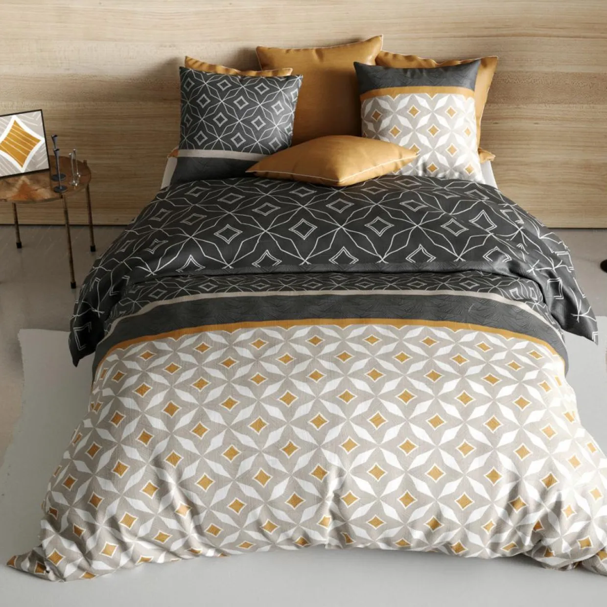 Parure housse de couette Ota grise-Atelier du Coton Online