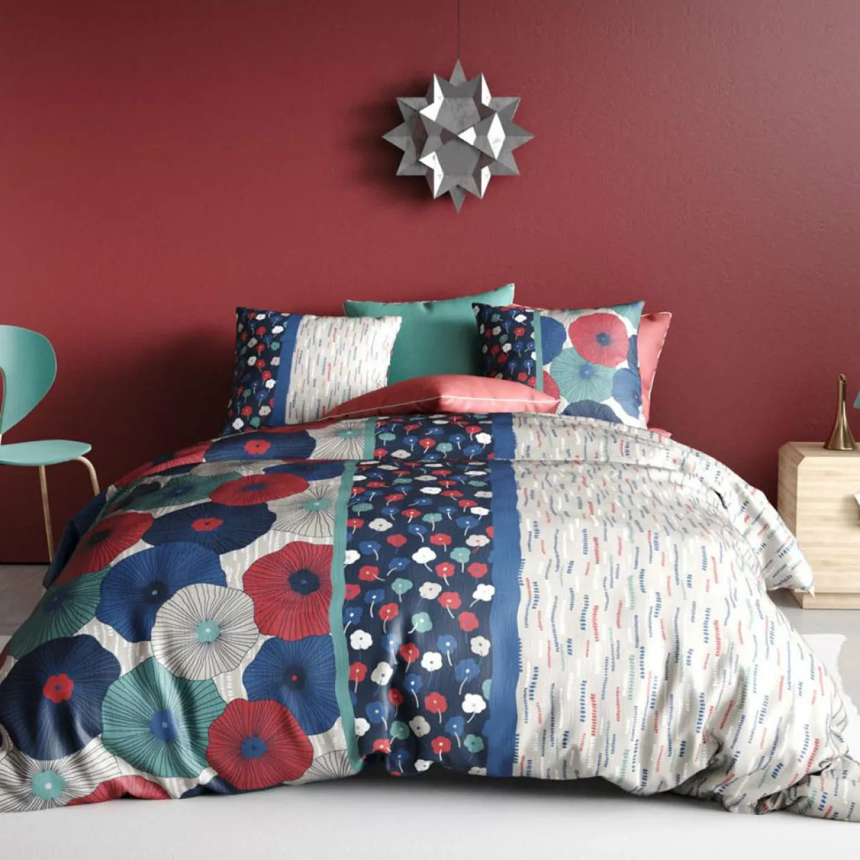 Parure housse de couette Agueda bleue-My Home Collection