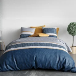 Parure housse de couette Zante bleue-Atelier du Coton