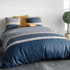 Parure housse de couette Zante bleue-Atelier du Coton