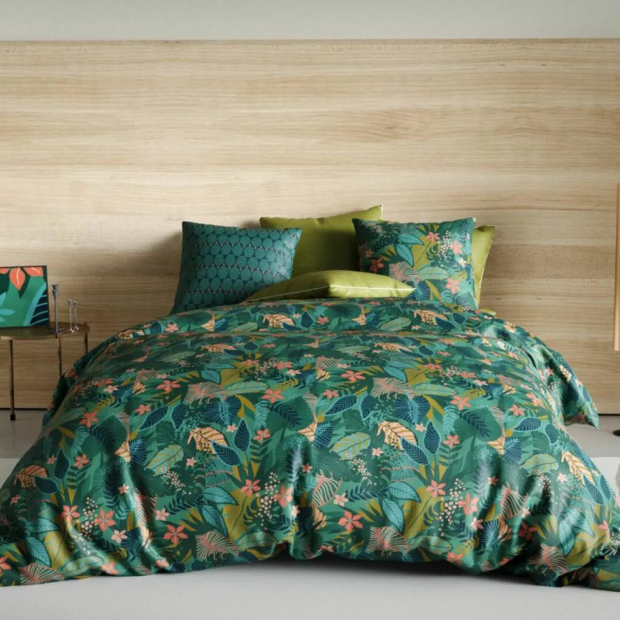 My Home Collection Linge De Lit, Ensembles^Parure housse de couette Zania verte
