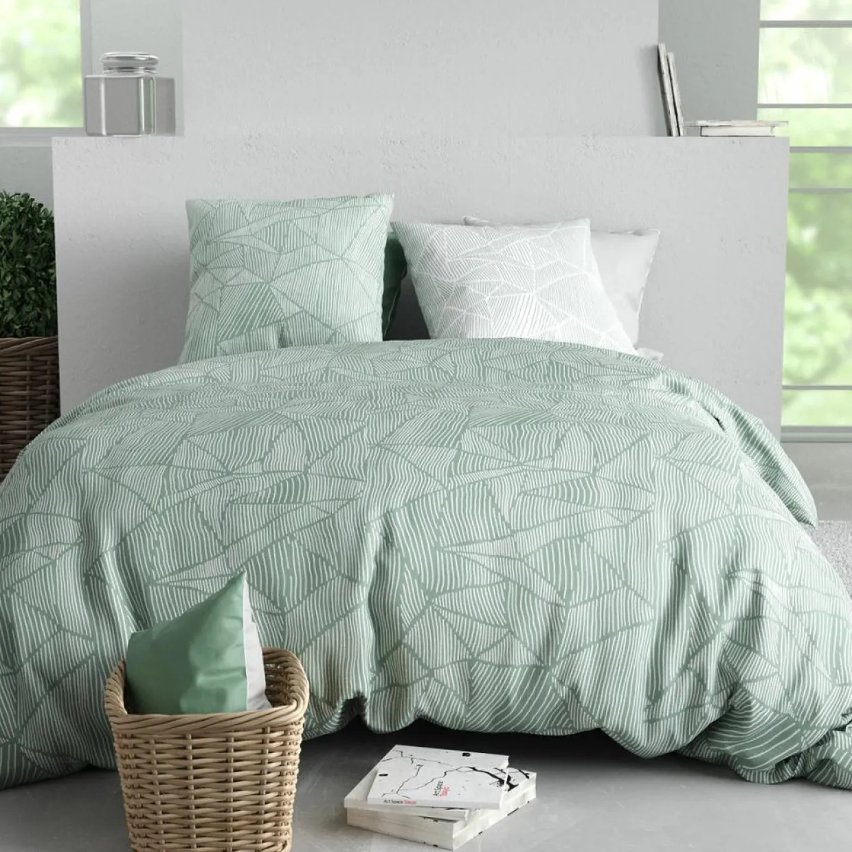 Parure Housse de Couette verte-Atelier du Coton Online