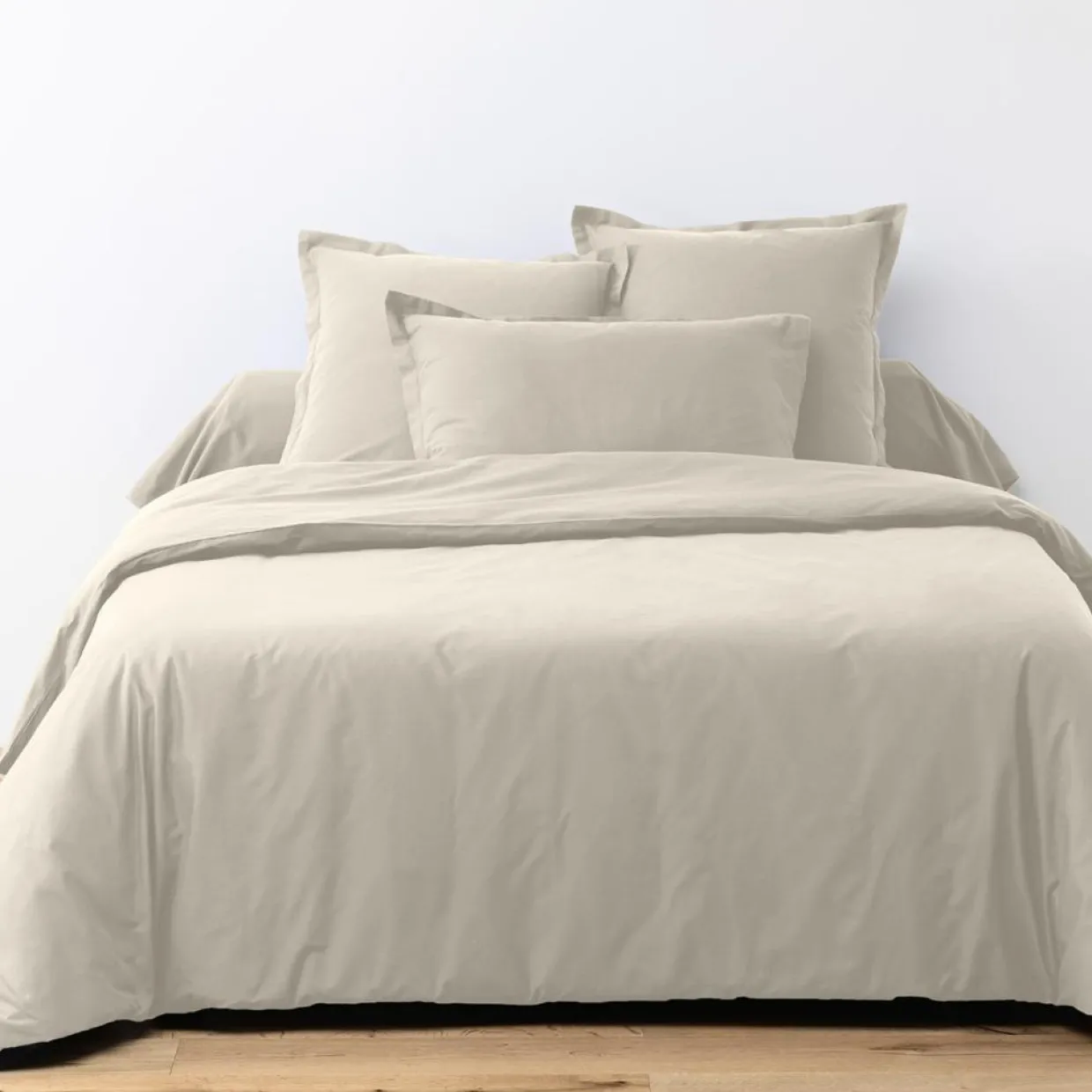 Parure housse de couette unie ivoire-Blanc Passion New