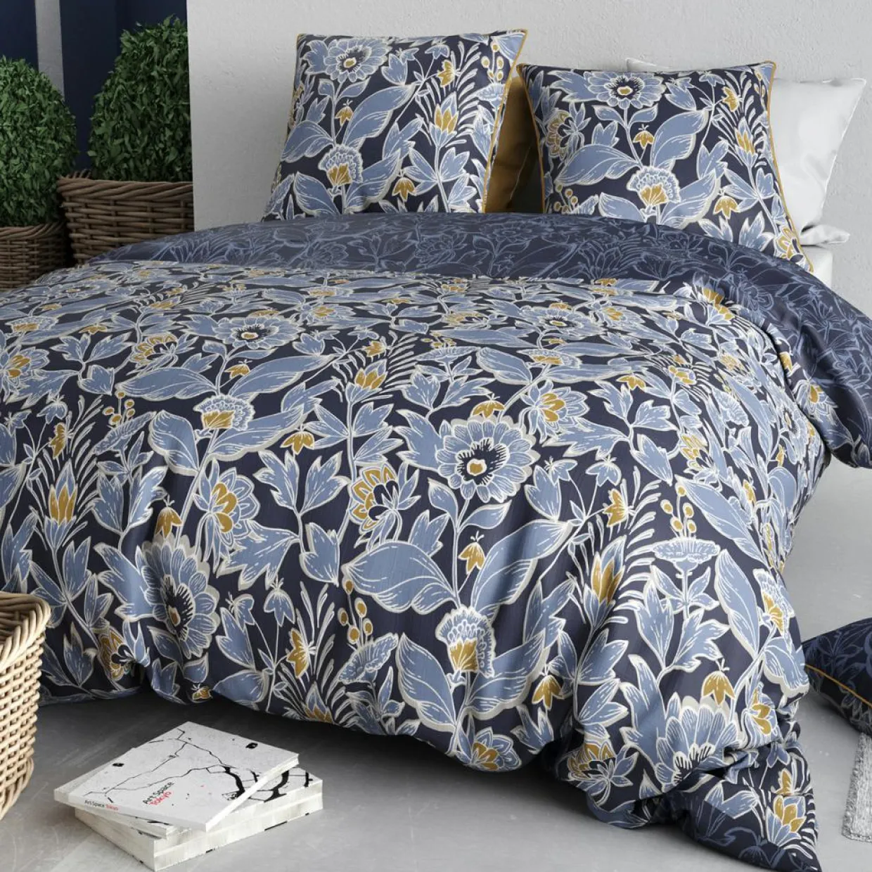 Parure housse de couette Penelope bleue-Home Collection Discount