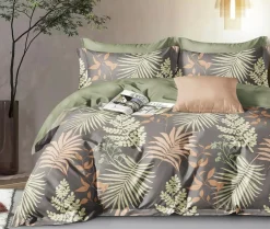 Parure housse de couette 100% Percale de Coton verte-Home Collection Best