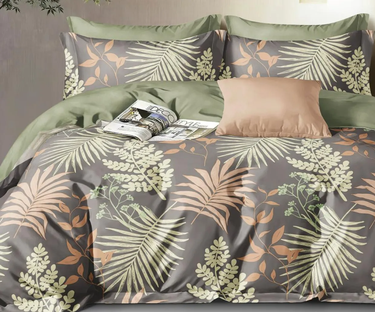 Parure housse de couette 100% Percale de Coton verte-Home Collection Best