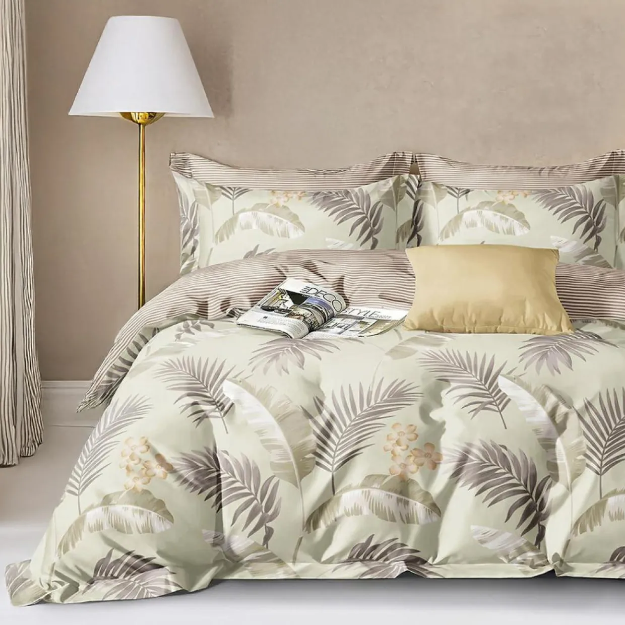 Home Collection Linge De Lit, Ensembles^Parure housse de couette en Coton beige
