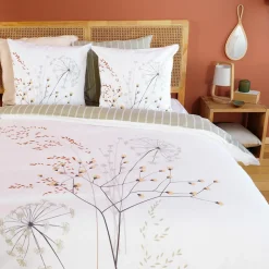 Parure housse de couette Soliflore blanche-Home Collection Discount