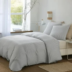 Parure Housse de Couette 100% Gaze de Coton Imprimé Laya blanc/gris-Baton Rouge